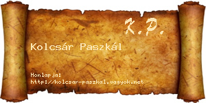 Kolcsár Paszkál névjegykártya